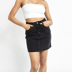 Mini Skirt High Waisted Black Wash | Denim Skirt | Wrap Skirt | Gift for Women