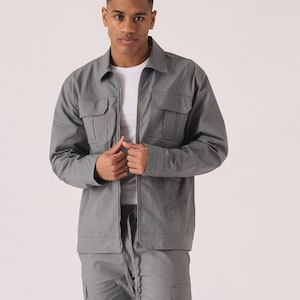 Mens Bomber Jackets Ripstop Cargo Grey Water Proof Jacket Harrington Jacket Bomber Jacket Men Gift for Him image 1