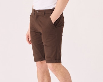 Slim Fit Chocolate Brown Chino Shorts: Stretchable Men's Shorts