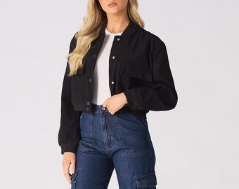 Varsity Jacket Women Black | Casual Oversize Jacket | Women Bomber Jacket | Baseball Style Jacket | University Jacket | long sleeve jacket