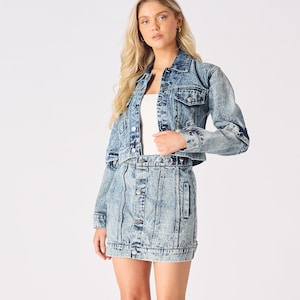 Women Dress 4 In 1 Blue Acid Wash | Women Denim Dress | Denim Jacket | Denim Skirt | Gift for Her
