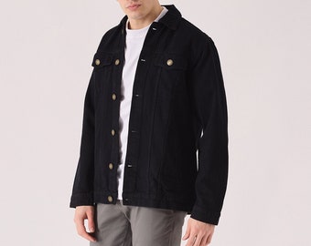Mens Western Jacket Black |  Classic Casual Denim Jacket | Mens Vintage Jacket | Black Denim Jacket | Button Up Jacket | Oversize Jacket Men