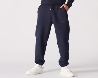 Jogger for Men Navy Blue | Casual Streetwear | Embroidered Joggers | Men's Trousers