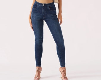 Sculpt Fitted Skinny Jeggings: Mid Blue Wash Stretch Denim