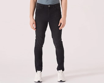 Black Stretch Skinny Jeans: Straight Leg Casual Men's Pants