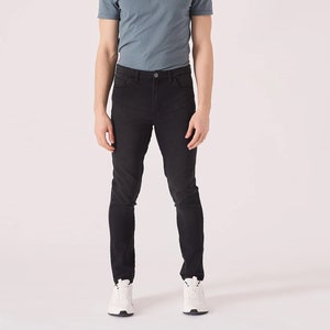 Black Stretch Skinny Jeans: Straight Leg Casual Men&#39;s Pants