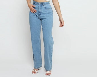 Denim Jeans High Waisted Wide Leg  Light Blue Wash | Pants for Women | Womens Clothing