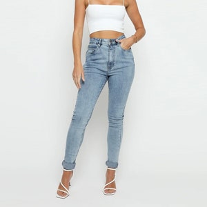 Jeans for Women High Waisted Denim Stone Blue | Womens Pants | Gift for Women