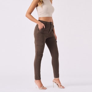 Pantalones de mezclilla para mujer, cintura elástica, pierna recta, ajuste  relajado, estilo cargo, estilo casual, de mezclilla, para exteriores