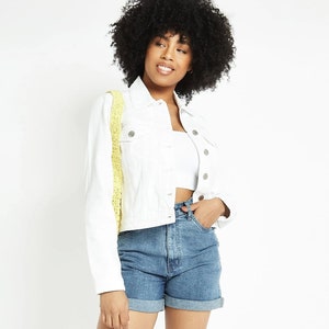 Trucker Jacket White | Denim Jacket | Vintage Jacket | Gifts for Her