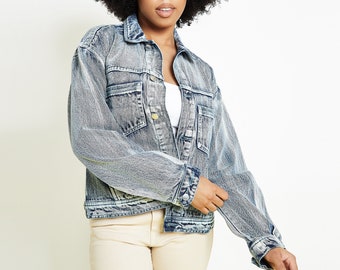 Jacket for Women Oversized Cocoon Brushed Blue Wash | Denim Jacket |  Ladies Gifts