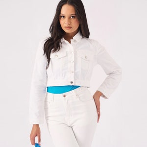 Cropped white outlet jacket uk