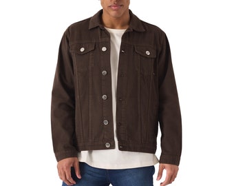 Western Denim Jacket, Brown Classic Streetwear Style for Men, Durable & Stylish Men's Jacket, Regular Fit Winter Jacket