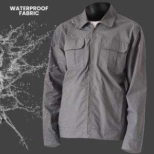 Mens Bomber Jackets Ripstop Cargo Grey Water Proof Jacket Harrington Jacket Bomber Jacket Men Gift for Him image 3