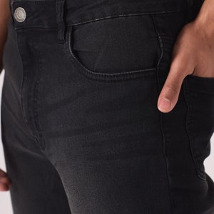 Pants Men Mid Blue Wash Straight Fit Jeans Denim Jeans Versatile Style 5-Pocket Design Internal Waist Adjusters image 6