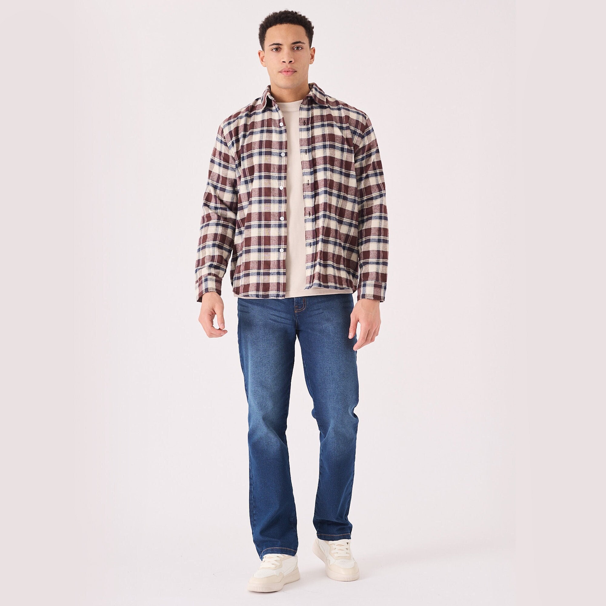 Flannel Shirt Plaid Maroon Navy | Check Shirt | Summer Shirt