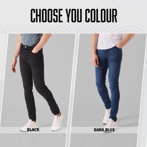 Men&#39;s Skinny Jeans | Stretchable Denim Jeans in Dark Blue or Black | Stylish & Comfortable Men&#39;s Jeans