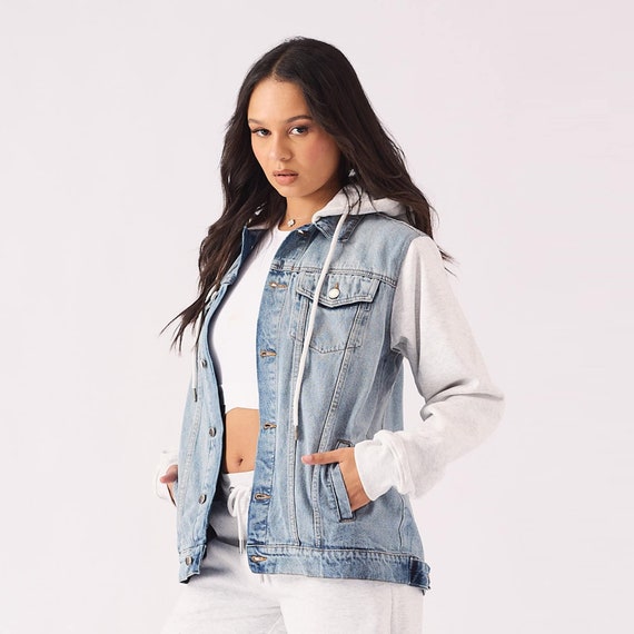 Hooded denim jacket - Light denim blue - Kids | H&M IN