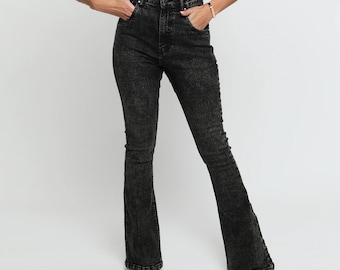 パンツ y2k black denim loose flare pants 2000's Hc10a8fe581c74a14a18cee8fca917