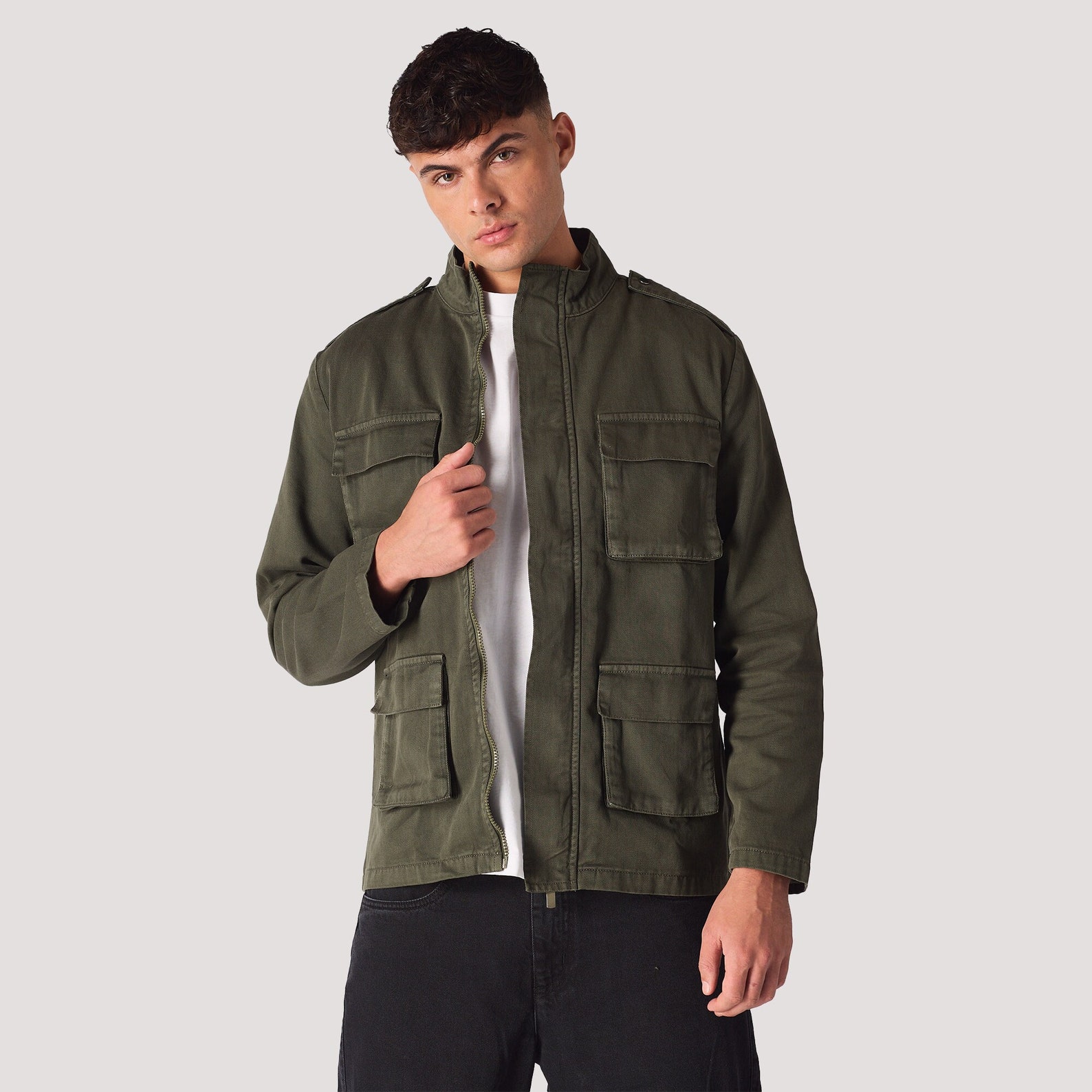 Army Green Denim Jacket Men