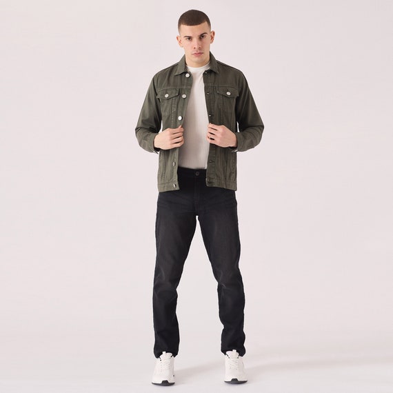 Olive jean jacket mens hot sale