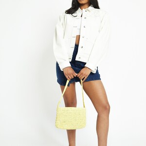 Denim Jacket Diamond Stitch White | Women Jacket | White Summer Jacket | Gift for Her