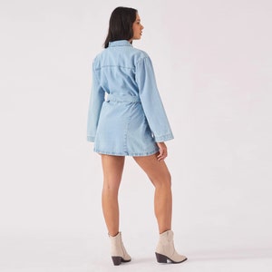 Women Dress Denim Tie Wrap Light Blue Wash Summer Dress Women Women Clothing image 3