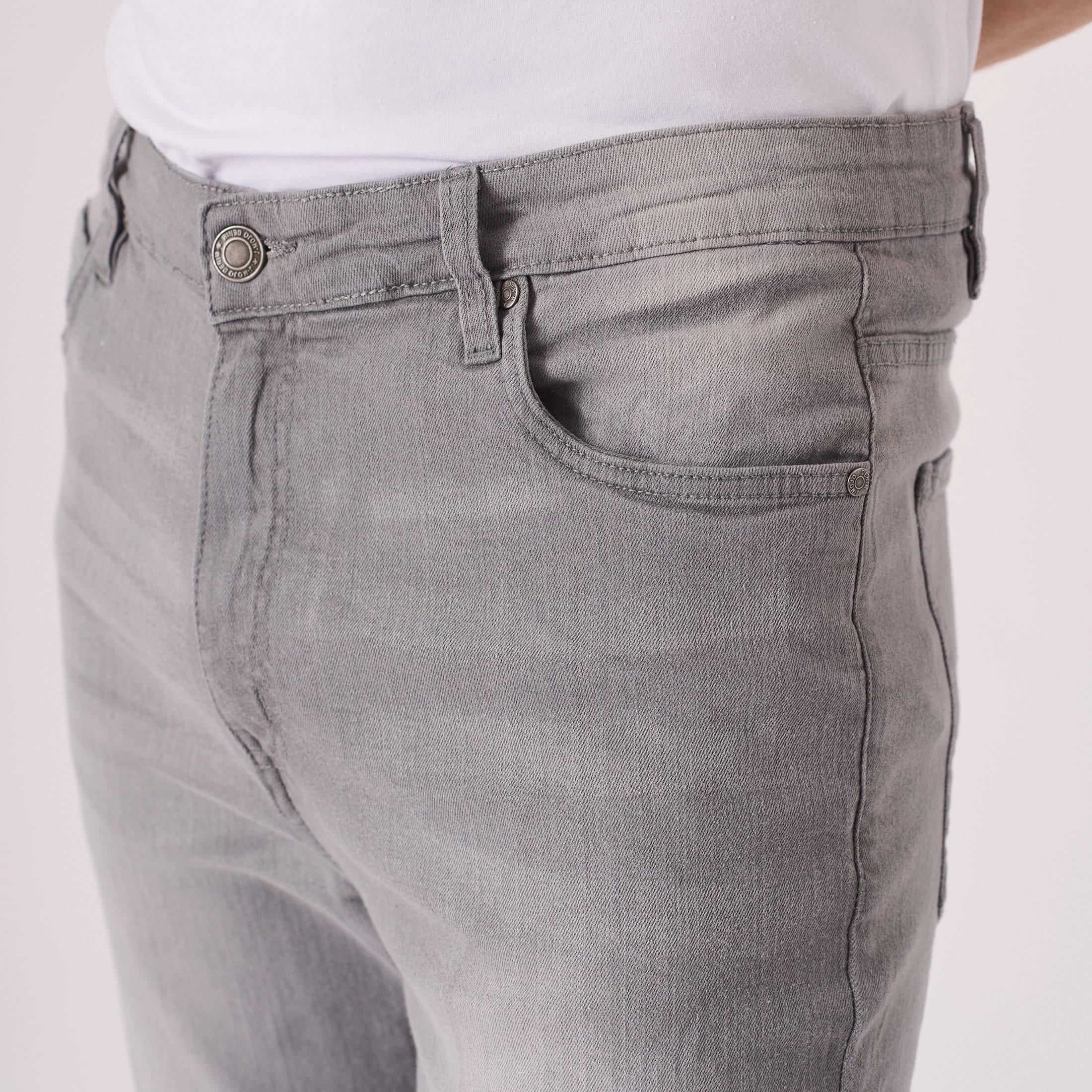 Men's Slim Fit Grey Wash Denim Jeans: Stretch Cotton Casual Pants - Etsy