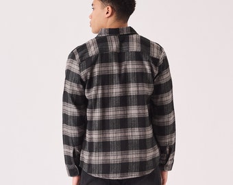 Black & Grey Plaid Flannel Shirt - 100% Cotton Black & Grey Plaid Flannel Shirt - 100% Cotton
