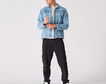 Giacca in denim western da uomo: stile trucker in cotone