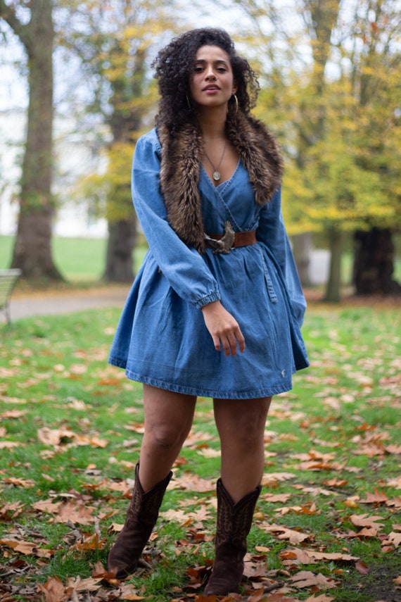 Plus Wrap Tie Denim Dress - Light Blue Wash - Etsy