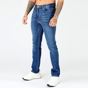 Denim Jeans Slim Fit | Mid Blue Wash Jeans | Slim Fit Jeans | Gift for Him