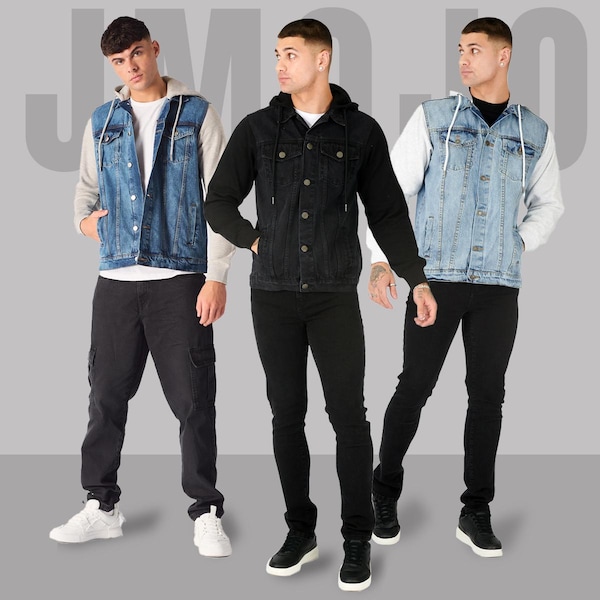 Hooded Denim Jacket Men | 3 Colors Denim jacket Fleece Wash | Denim Jacket | Denim Jacket Men | Gift for Him
