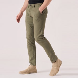 Pantaloni chino vintage Pantaloni elasticizzati casual da uomo Pantaloni chino comodi da uomo regolari Verde chiaro immagine 7