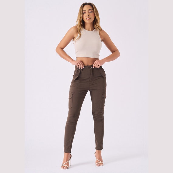 Women Jeans High Waist Brown Pants Y2K Clothing Streetwear