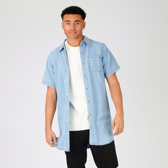 Mens longline button down shirt cheap