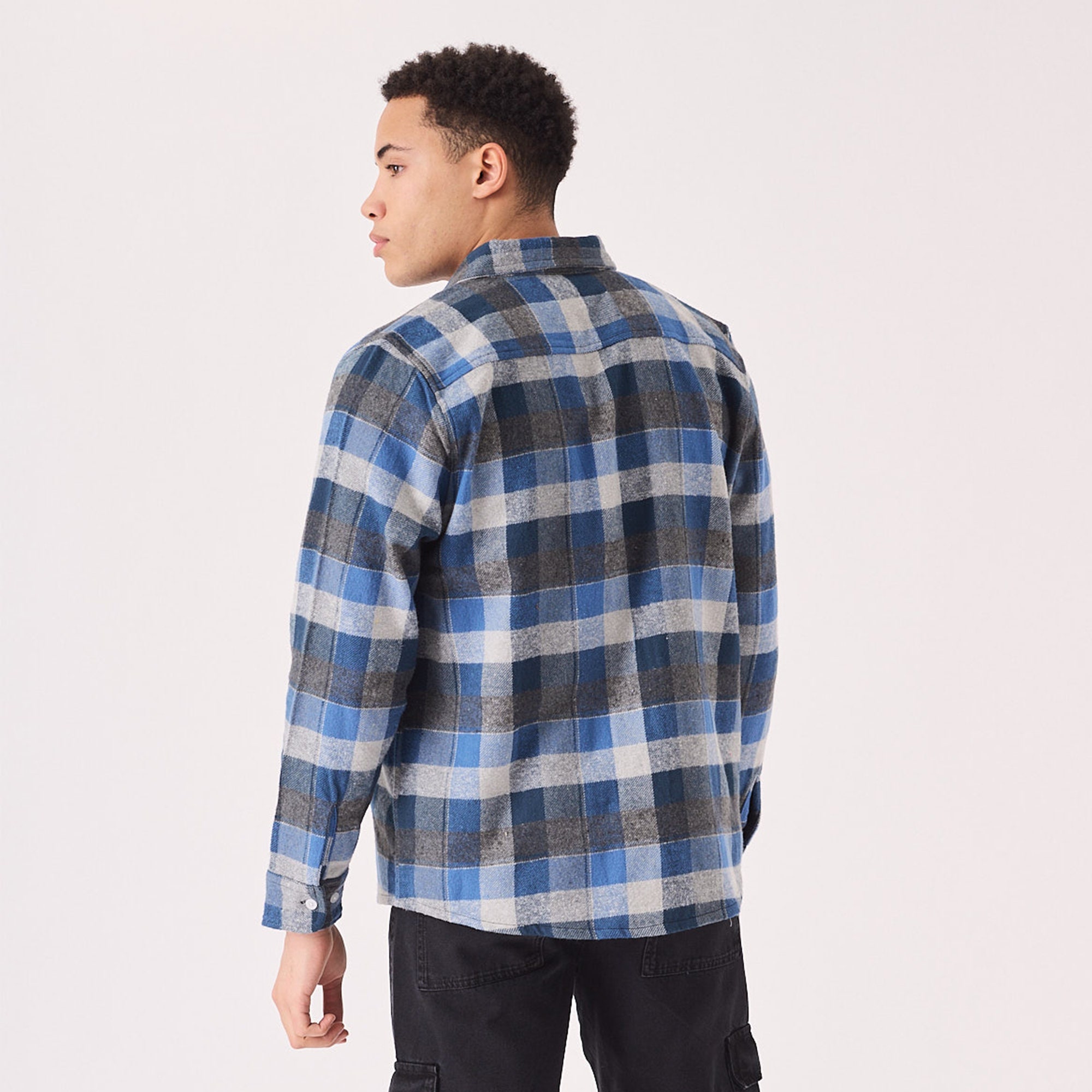 Blue Plaid Flannel Shirt: Long Sleeve Cotton Check Shirt Blue Plaid Flannel Shirt: Long Sleeve Cotton Check Shirt