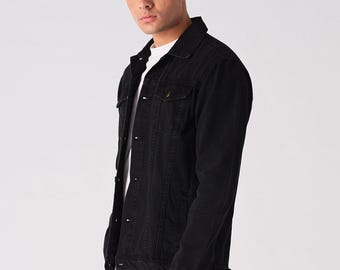 Stylish Black Denim Jacket for Men | Western-Inspired Button-Up | High-Quality Jean Jacket