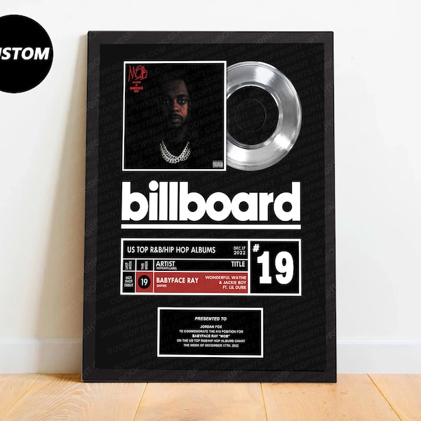 Personalized Billboard Plaque, Custom Plaque, Vinyl Record Plaque, Personalized Vinyl, Music Gift, Music Plaque custom SoundCloud