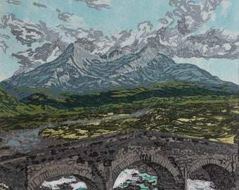 Lino Print: Whispers of Bygone Days