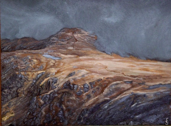 Peinture à l’huile : Montagnes brumeuses