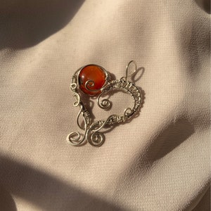 Carnelian handmade wire-wrapped sterling silver heart pendant | Handmade Jewelry | Handmade Jewelry | Necklace | Sterling Silver | Pendant