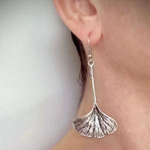 Ginkgo Earrings Ginkgo Biloba Earrings Ginkgo Leaf Dangle Earrings Brass Earrings Biloba Dwarf Tree  Dangle Leaf Earrings Nature Jewelry