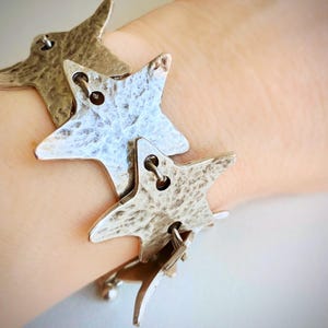 Silver Star Bracelet 925 Silver Bracelet, Star Chain Bracelet, Star Jewelry Statement Bracelet, Chunky Bracelet for Women, Celestial Jewelry