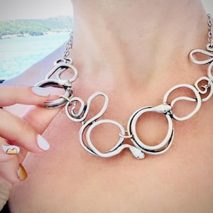 Bold Snake Necklace, Silver Serpent Collar Necklace, Antique Silver Serpent Snake Jewelry, Animal Choker Necklace, Women&#39;s Reptile Jewelry
