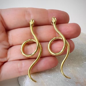 Golden Snake Earrings Serpent Earrings Gold Snake Drop Earrings Boho Jewelry for Her Animal Lover Gold Earring Statement Reptile Accessories