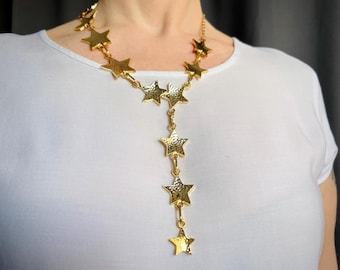 Star Necklace Gold Star Necklace Celestial Jewelry Golden Statement Star Chain Necklace Gift for Her Womens Star Jewelry Set Gold Necklace