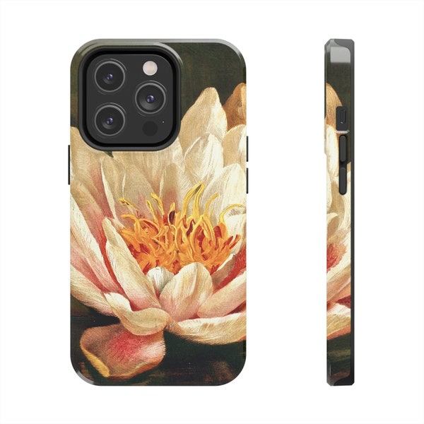 Iphone case water lilies oil painting, for Iphone 14 max pro, 13, 12, 11 & more, aesthetic, special, sweet, high quality, vintage, sweet floral flowers