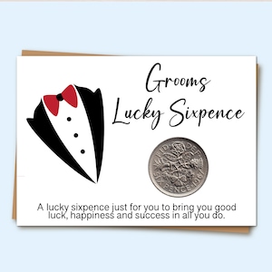 Bräutigam Lucky Sixpence Hochzeitsandenken: Poliertes britisches 6p Geschenk