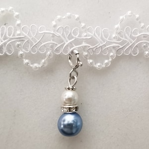 Something Blue Swarovski Pearls Sterling Silver Bridal Charm | Bouquet Charm | Garter Charm | Wedding Pearls | Wedding Sixpence | 925 Silver